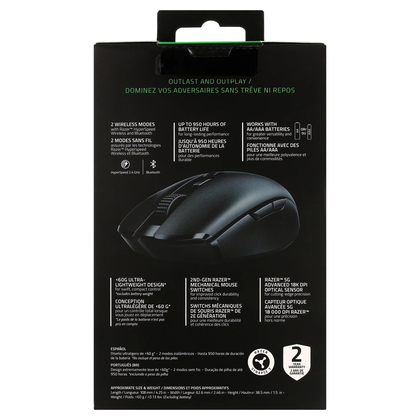 Orochi V2 Roblox Edition Wireless Gaming Mouse for PC, 2.4Ghz, Bluetooth, 6 Buttons, Black