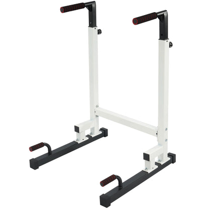 Steel Frame Dip Station with Adjustable Height, 500 Lb Weight Capacity, White