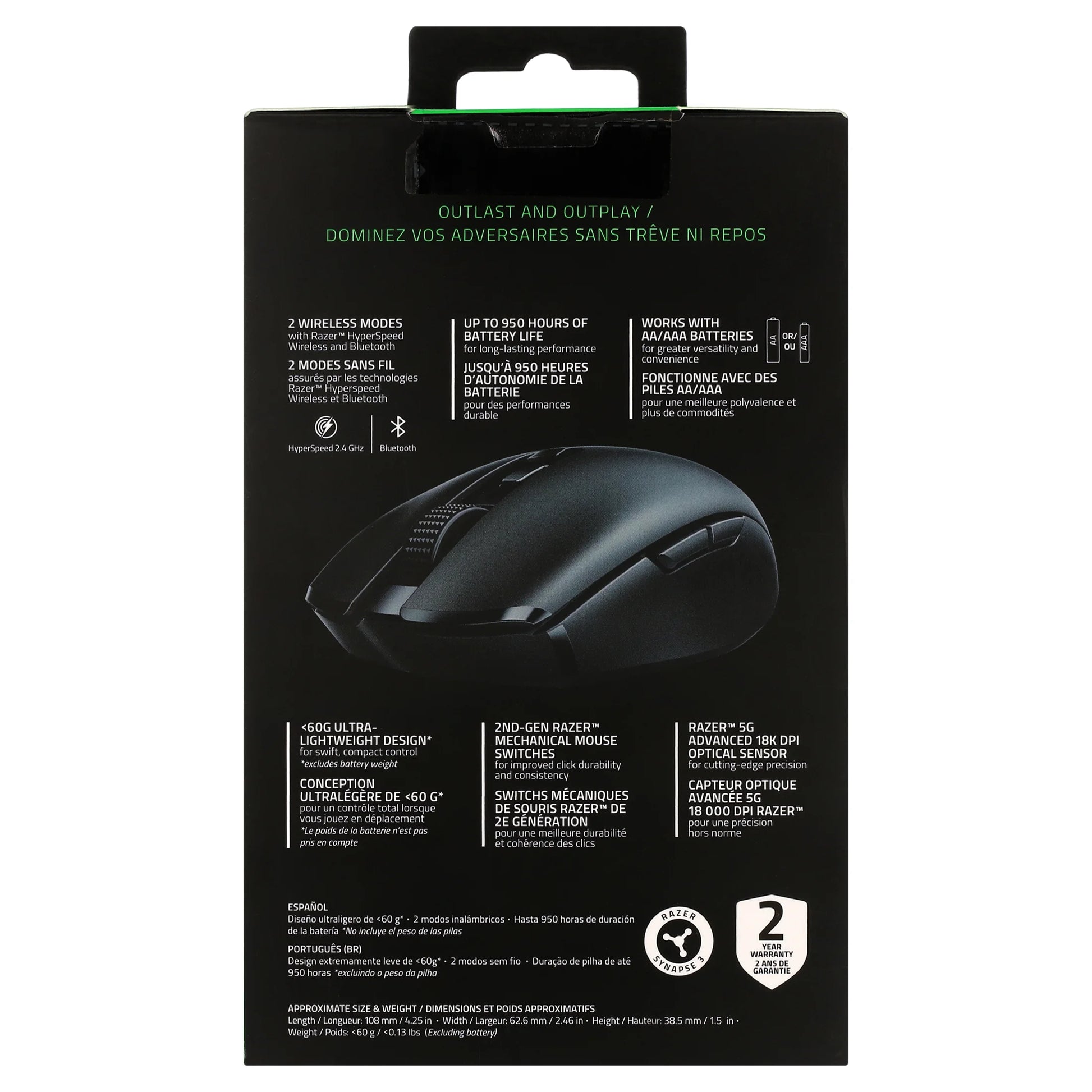Orochi V2 Roblox Edition Wireless Gaming Mouse for PC, 2.4Ghz, Bluetooth, 6 Buttons, Black