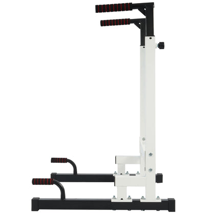 Steel Frame Dip Station with Adjustable Height, 500 Lb Weight Capacity, White